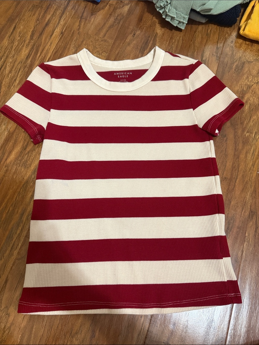 American Eagle Outfitters Red & White Striped Short Sleeve Tee